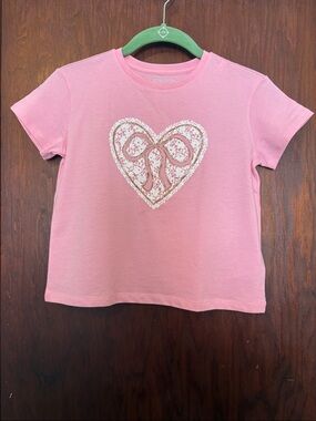 Crewcuts Pink Heart Bow Tee